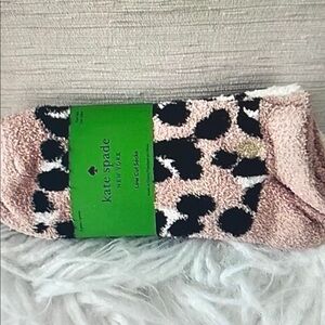kate spade Pink Black and White Leopard Cozy Socks
